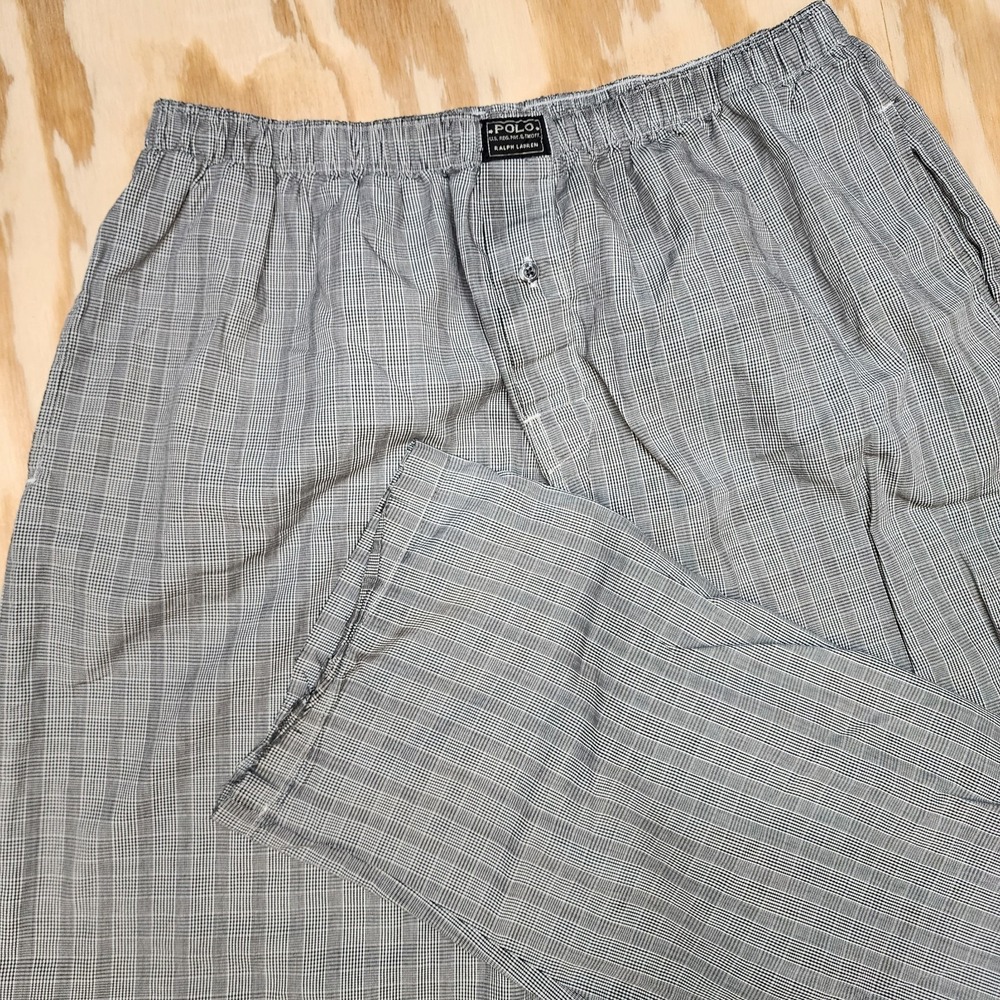 Polo Ralph Lauren Sleepwear Pants Mens Medium Black Check Pajama Bottoms Pockets
